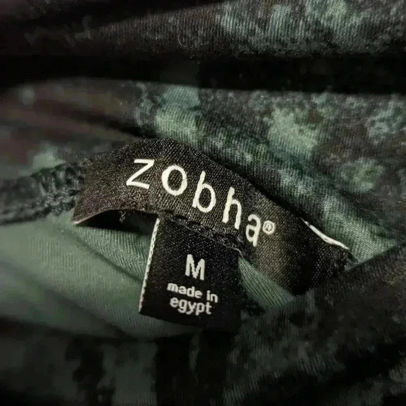 Zobha Green and Black Abstract Print Ultra High Rise Leggings - Picture 4 of 5